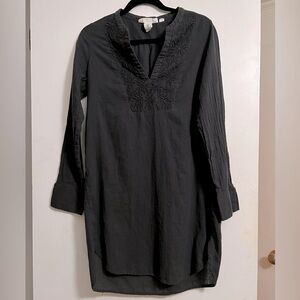 H&M L.O.G.G. Black Embroidered Tunic Dress - Size US 8‎ / EUR 38